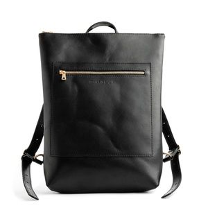 Portland Leather Black Laptop Backpack